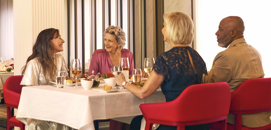 People dining in the Amalfi restaurant on Spirit of Adventure
